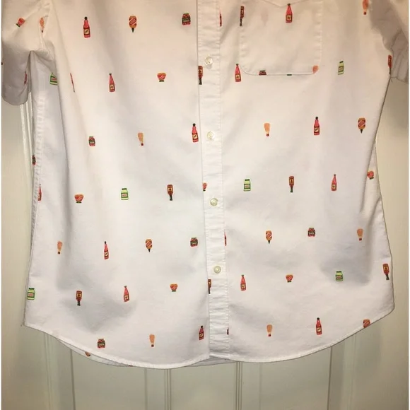 Old Navy Hot Sauce/Condiments Print Button Down Shirt - Picture 3 of 10